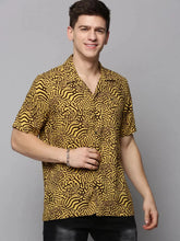 Men Yellow Printed Casual Shirt-RESORTPRINT-3175-Yellow